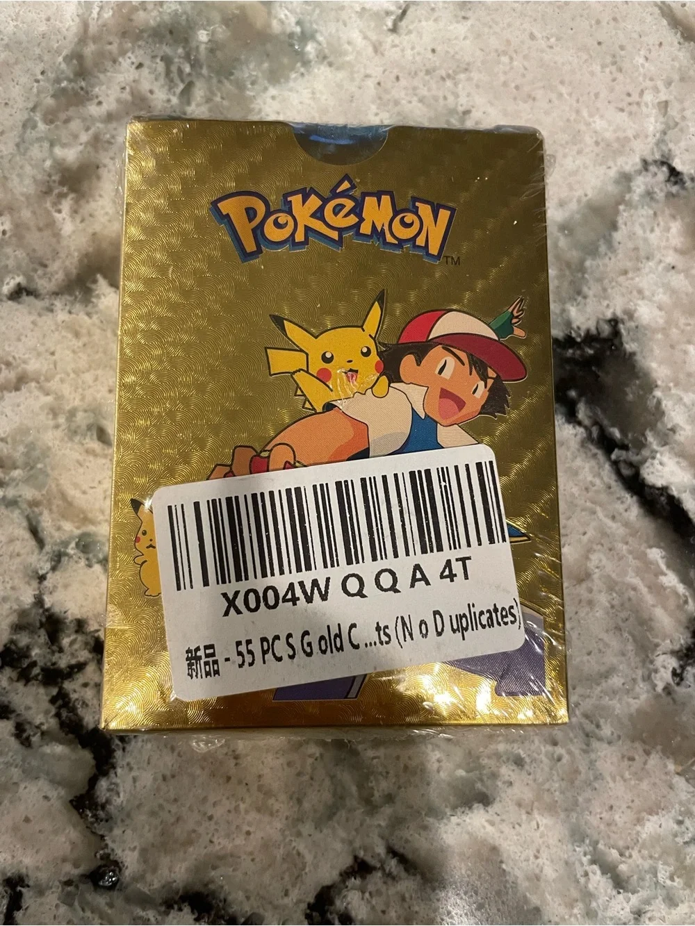 Pokémon Gold Foil Collector's Card Box - Pikachu & Ash